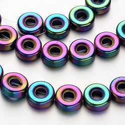 (966) Внутренний цвет Кристалл / Лиловато-лиловый на подкладке Гальванизировать немагнитных синтетический гематит бисер пряди, пончик, с покрытием разноцветным, 8x3 мм, отверстие : 1 мм, около 48 шт / нитка, 15.7 дюйм