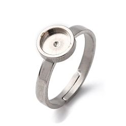 Нержавеющая Сталь Цвет 304 регулируемые кольцевые компоненты из нержавеющей стали, 201 настройки кольца чашки безеля из нержавеющей стали, плоско-круглые, цвет нержавеющей стали, лоток : 6 мм, 2.5 мм, внутренний диаметр: 17 мм