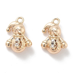 Настоящее золото 18K Подвески из прозрачного кубического циркония в виде снеговика с покрытием из латуни, без кадмия, без никеля и без свинца, долговечный, реальный 18 k позолоченный, 12.5x9x5 мм, отверстие : 1.2 мм