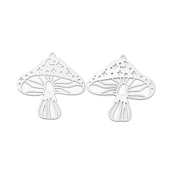 Нержавеющая Сталь Цвет Не тускнеющие 201 подвески из нержавеющей стали, гравированные металлические украшения, грибное очарование, цвет нержавеющей стали, 32x30x0.2 мм, отверстие : 1.4 мм