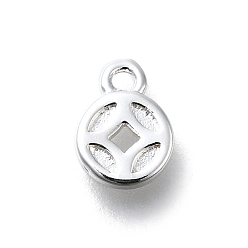 Посеребрённый Латунные подвески, без кадмия, без никеля и без свинца, монеты амулеты, 925 серебро покрытием, 8x6x1.5 мм, отверстие : 1.2 мм