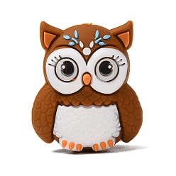Sienna Silicone Beads, Focal Beads, Owl, Sienna, 30.5x26.5x16mm, Hole: 2mm