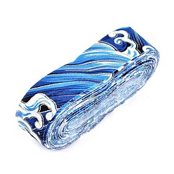 Королевский синий Японское кимоно с цветочной хлопковой лентой, одного печататься, для бант для волос своими руками, головной убор, отделка ручной работы, королевский синий, 1-1/8 дюйм (30 мм), о 10yards / рулон (9.14 м / рулон)