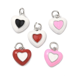 (52) Непрозрачная лаванда Латунь эмаль подвески, сердце прелести, долговечный, стойки покрытие, без свинца и без кадмия, платина, разноцветные, 12.5x11.5x4 мм, Перейти кольцо: 5.5x1 мм, 3 мм внутренним диаметром