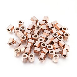 Розовое Золото Ионное покрытие (ip) 304 распорные втулки из нержавеющей стали, шестиугольник, розовое золото , 4x4x4 мм, отверстие : 1.8 мм