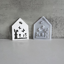 Белый Пасхальный домик с узором бабочки и кролика силиконовые формы для настольной лампы своими руками, формы для литья смолы, для уф-смолы, изготовление изделий из эпоксидной смолы, белые, 121x91x6.5 мм