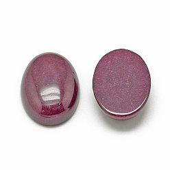Medium Violet Red Natural White Jade Cabochons, Dyed, Oval, Medium Violet Red, 18x13x5mm