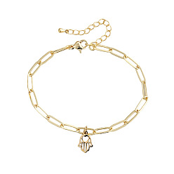 Золотой Летняя рука Хамса 304 браслеты с подвесками из нержавеющей стали, золотые, 6.69 дюйм (17 см)