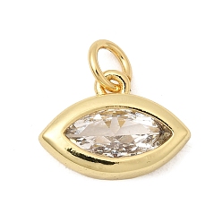 Настоящее золото 18K Латунные микро проложить кубического циркония подвески, долговечный, стойки покрытие, без свинца и без кадмия, Очарование глаз, реальный 18 k позолоченный, 10x14x3.5 мм, Перейти кольцо: 5x0.8 мм, внутренний диаметр: 3.4 мм