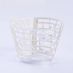 Silver Musical Note Cupcake Wrappers, Laser Cut Liner Artistic Baking Cup Wraps, for Wedding Party Birthday Decoration, Silver, 8.5x21.5x0.03cm