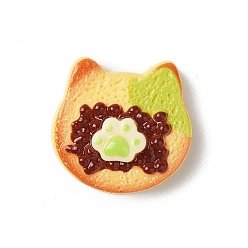 Cat Shape Симпатичные кабошоны из непрозрачной смолы, имитация печенья, форма кошки, 21x22x9 мм