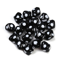Черный Бусины лэмпворк , биконус с горошком, чёрные, 12.5~13x11 мм, отверстие : 1.8 мм