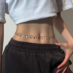 Smiling Face Сплав кристалл горный хрусталь кисточки поясные цепи для женщин, платина, улыбающееся лицо, 1100 мм