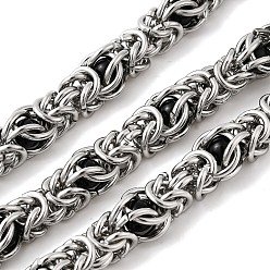 Черный 304 византийские цепи из нержавеющей стали, несварные, с катушкой, цвет нержавеющей стали, Стеклянные бусины, чёрные, 10 мм