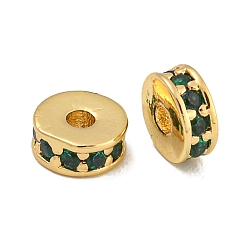 Аквамарин Стойки обшивки латунь микро проложить кубического циркония бусы, без свинца и без кадмия, долговечный, реальный 18 k позолоченный, круглые, аквамарин, 5x2 мм, отверстие : 1.5 мм