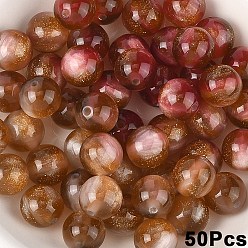Camel 50Pcs Opaque UV Reactive Beads, Color Changing Beads, Round, with Glitter Powder, Camel, 10mm, Hole: 1.6mm