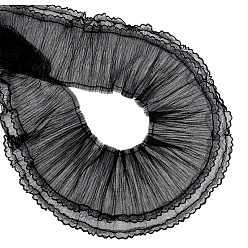 Black Polyester Lace Ribbon, Double Layer Ruffled Ribbon, for Garment Accessories, Black, 6-1/4 inch(160mm)
