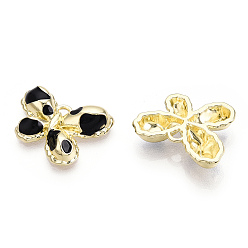 Черный Подвески из эмали и сплава, без свинца и без кадмия, золотой свет, очарование бабочки, чёрные, 15.5x19x4 мм, отверстие : 1.6 мм