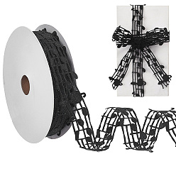 Noir 2 ruban polyester en paquet, plat avec motif note de musique, noir, 1-1/8 pouces (30x0.4 mm), 20 yards / paquet