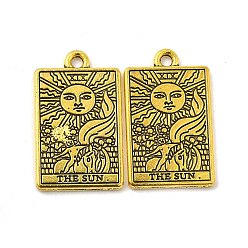 Античное Золото Стойки подвески обшивки сплава, без кадмия, без никеля и без свинца, Таро прелести, солнце xix, 23x14x1.5 мм, отверстие : 1.8 мм