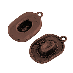 Red Copper Tibetan Style Alloy Hat Pendants, Cadmium Free & Nickel Free & Lead Free, Red Copper, 22x13x5mm, Hole: 2mm