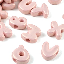 Pink Блестящие золотистые непрозрачные акриловые европейские бусины, бусины с большим отверстием, пухлое письмо, розовые, 21~25x12~23x9.5 мм, отверстие : 6 мм