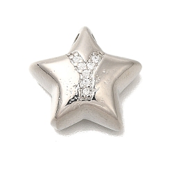 Letter Y Стойка металлическая латунная микропрофилированная кубическая циркония подвески, долговечный, без кадмия и без свинца, буквы, платина, Письмо Y, 15.5x16.5x5.5 мм, отверстие : 3 мм