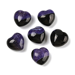 Индиго Натуральный агат (окрашенный и нагретый) сердцевидный пальмовый камень, исцеляющий карманный тон для рейки балансировка энергии медитация подарок, индиговые, 19.5~20.5x20~20.5x13~14 мм