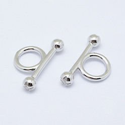 Платинированный Латунные кубического циркония тумблеры застежки, без кадмия, без никеля и без свинца, Реальная платина, 24x14x5 мм, отверстие : 8 мм