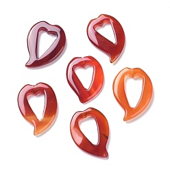 Red Agate Natural Red Agate Beads, Heart, 38~43x28~31x4.5~6mm