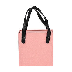 Pink Ящики для украшений из искусственной кожи с квадратной губкой внутри и прямоугольными мешочками для украшений из текстурированной бумаги, розовые, 10.2x4.2x10.2 см