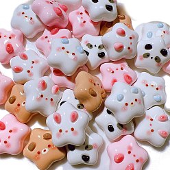 (52) Непрозрачная лаванда Кабошоны из мультяшной смолы, звезда с лицом животного, разноцветные, 17x17 мм