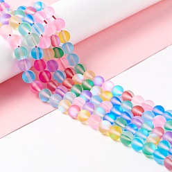 Разноцветный Синтетические лунные лучи, матовые, круглые, красочный, 8 мм, отверстие : 1 мм, около 43~47 шт / нитка, 14.37''~15.08'' (36.5~38.3 см)