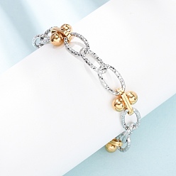 Золотой & Цвет Нержавеющей Стали 201 из нержавеющей стали цепи браслеты, кабельные цепи для женщин, два тона, золотые и нержавеющая сталь цвет, 7.36 дюйм (18.7 см)