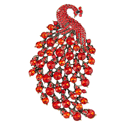 Светло-сиамский 1 Броши на лацкан из сплава поликарбоната с павлином и стразами для женщин, Light Siam, 104x61.5 мм