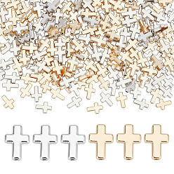 Платиновый & Золотой 500 шт 2 цвета пластиковые бусины ccb, крестик, платиной и золотом, 13x9x3 мм, отверстие : 1.6 мм, 250 шт / цвет