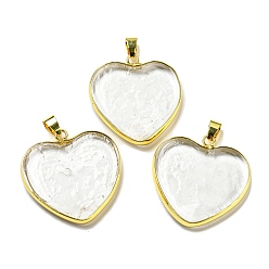 Прозрачный Подвески лэмпворк ручной работы, с латунной фурнитурой , долговечный, без свинца и без кадмия, сердце прелести, прозрачные, 31~32x31~31.5x5 мм, отверстие : 6.5x4 мм