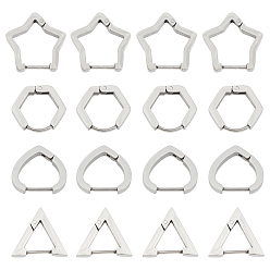 Нержавеющая Сталь Цвет 8пары 4 стили 304 серьги-кольца из нержавеющей стали, разнообразные, цвет нержавеющей стали, 2 пары / стиль