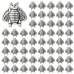 Античное Серебро 300 бусины из сплава в тибетском стиле, Пчелы, античное серебро, 10x10x3 мм, отверстие : 1.8 мм