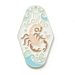 Скорпион Большие подвески из сплава эмали с изображением двенадцати созвездий, золотые, Скорпион, 63x35x1 мм, отверстие : 1.6 мм