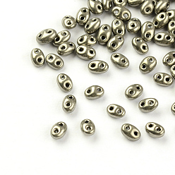 (405) Непрозрачный AB вишня 2 отверстие бисер, Чешские Бусины, никелированная стиль, с черным покрытием, 5x3.5x3 мм, отверстия: 0.5 мм, около 5850 шт / мешок, 450 г / мешок