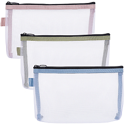 (52) Непрозрачная лаванда 3шт. 3 цвета нейлоновые сетчатые сумки для хранения на молнии, прямоугольные, разноцветные, 14.3x21.7x3.1 см, 1 шт / цвет