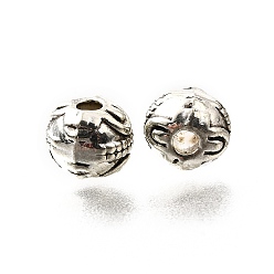 Античное Серебро Сплавочные овальные бусины тибетского стиля , без кадмия и без свинца, круглые, античное серебро, 7~7.5 мм, отверстие : 2 мм, Около 960 шт / 1000 г