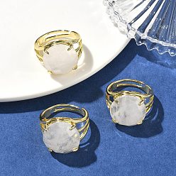 Хрусталь Латунные манжеты с открытыми кольцами, с натуральным кварцевым резонатором, круглые, граненые, стойки покрытие, долговечный, золотые, 18 мм