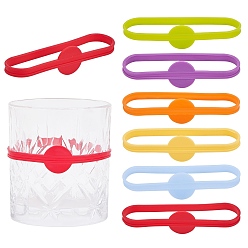 Mixed Color Long Silicone Wine Glass Label, Markers Sets, for Party Supplies, Mixed Color, 6~21x1.5mm, Inner Diameter: 62mm, 6pcs/set, 6sets, 36pcs/box