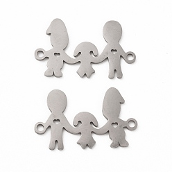 Stainless Steel Color Non-Tarnish 201 Stainless Steel Connector Charms, Family Links, Stainless Steel Color, 15x25x1mm, Hole: 1.6mm