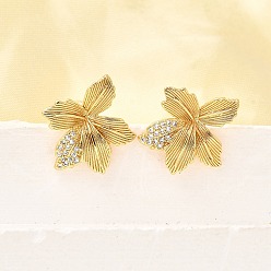 Прозрачный Цветок латуни микро проложить кубического циркония серьги стержня, долговечный, без никеля , реальный 18 k позолоченный, прозрачные, 15x16 мм