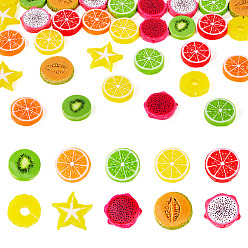 Mixed Shapes 40 шт. 10 стили имитация фрукта из смолы, искусственные кусочки фруктов, притворяясь опорными украшениями, разнообразные, 25.5~29x25.5~29.5x5~6.5 мм, 4 шт / стиль