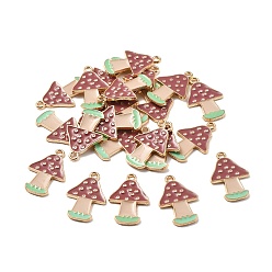 Гриб Подвески из сплава с эмалью ко дню благодарения, золотой свет, гриб, 23x14.5x1.5 мм, отверстие : 1.7 мм