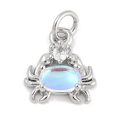 Платина Стойки обшивки латунные подвески, с кубического циркония, крабовые прелести, долговечный, без свинца и без кадмия, с целью перехода в кольце, платина, 11.5x10.5x4 мм, отверстие : 3 мм